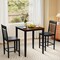 Black Counter Height Dining Table Set with wood Frame and Footrest 3-Piece